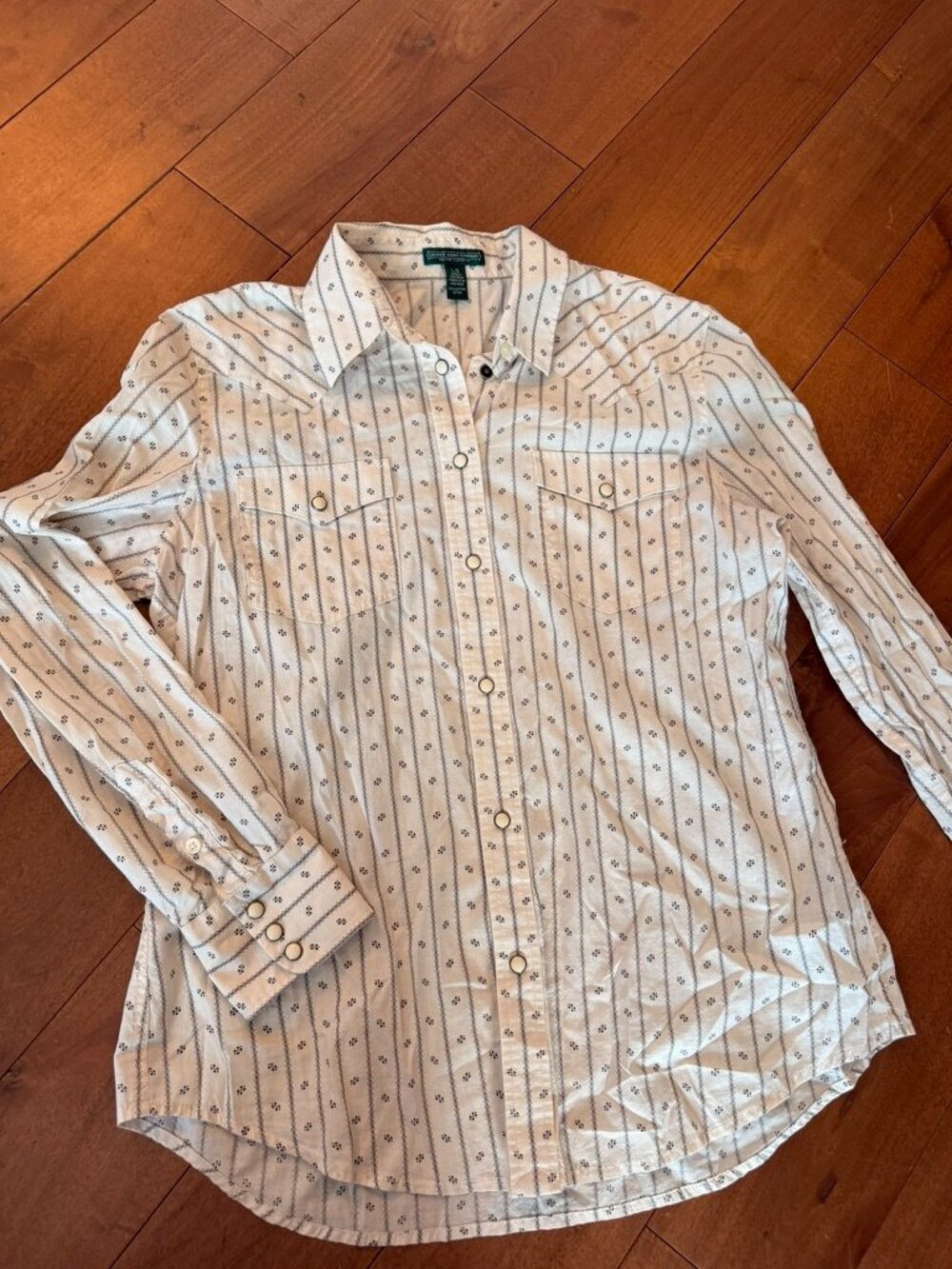 Ralph Lauren Lauren Jeans Co Western Pearl Snap Shirt Ivory Black S